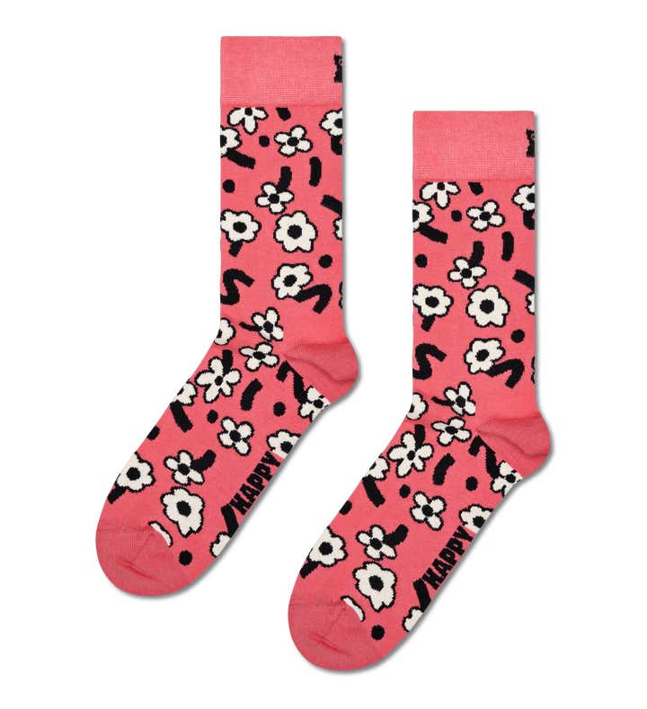 Dark Pink Dancing Flower Socks