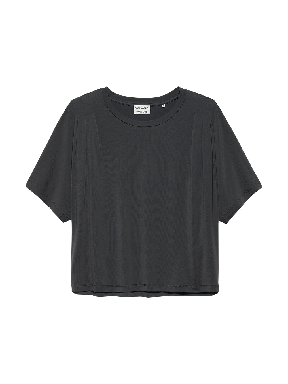Dark Grey Pleated Shoulder T-Shirt