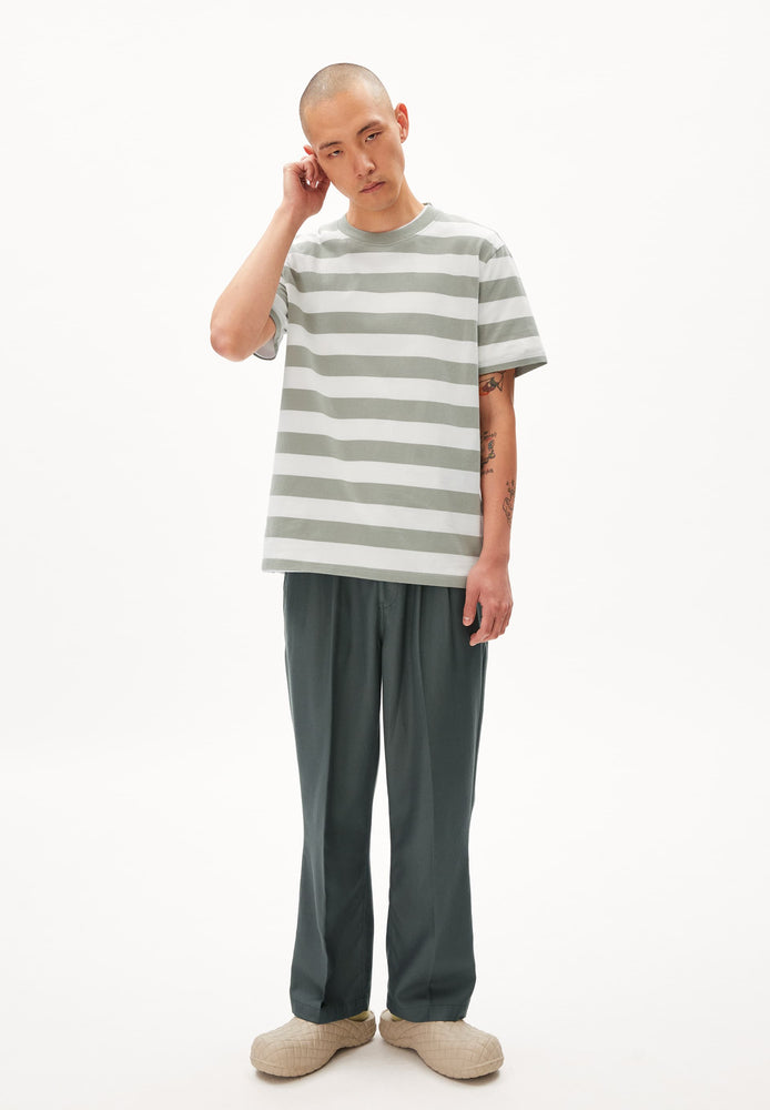 
                  
                    BAHAAR Oatmilk Grey Green Stripes T-Shirt
                  
                