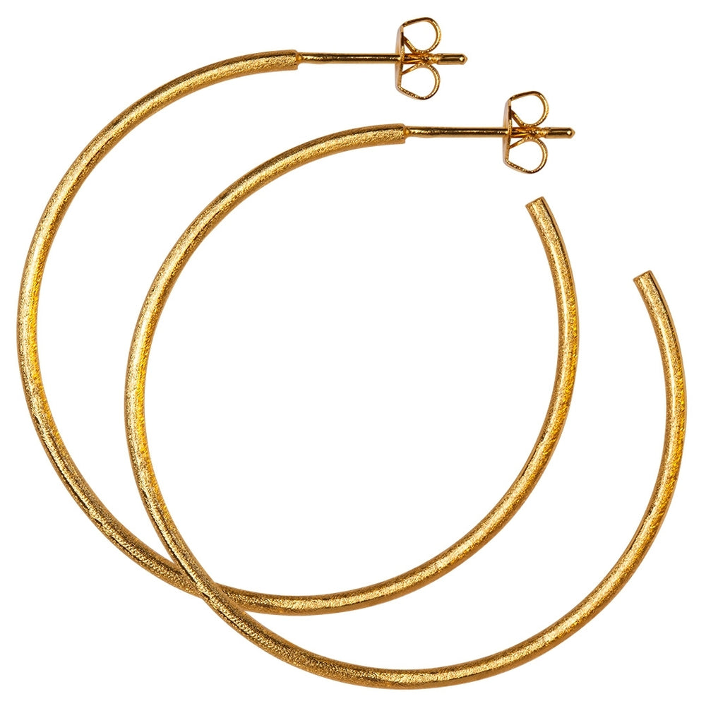 Large Gold Plated Non Hoops Earring Set Of 2