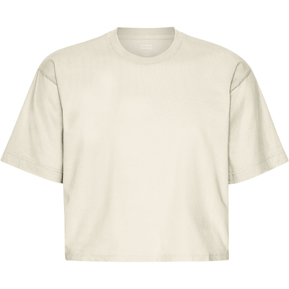 Ivory White Organic Boxy Crop T-Shirt