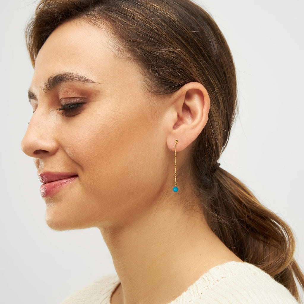 
                  
                    Turquoise Natural Stone Chain Earring
                  
                