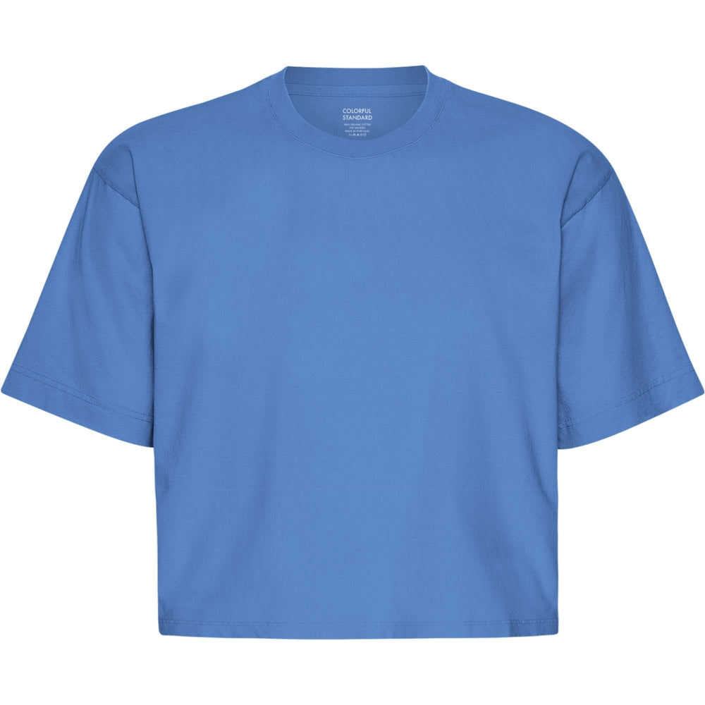 Sky Blue Organic Boxy Crop T-Shirt