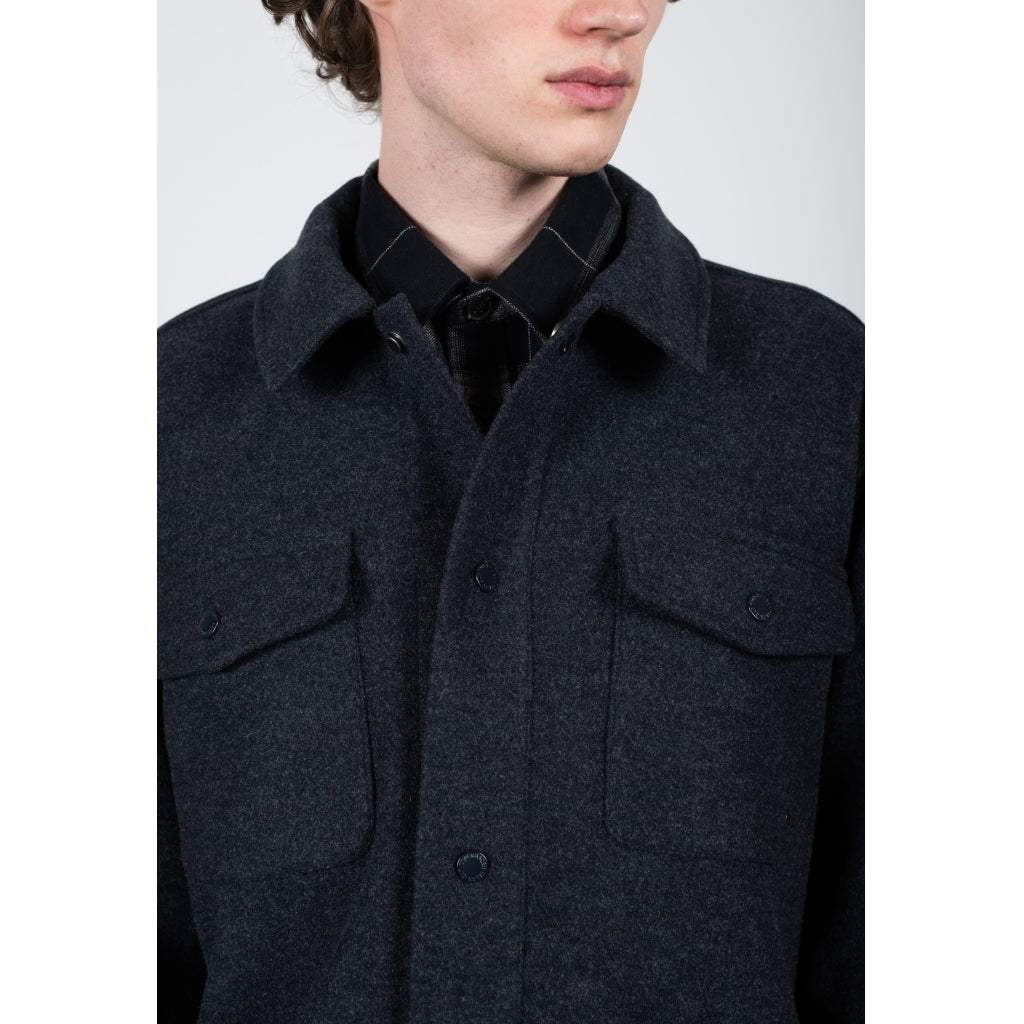 
                  
                    DEAN Dark Navy Melange Bonded Over Shirt
                  
                
