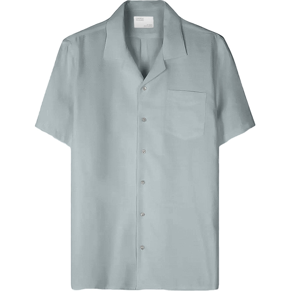 Steel Blue Linen Short Sleeved Shirt