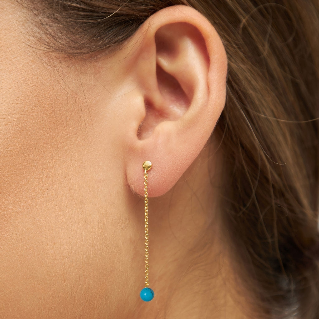 
                  
                    Turquoise Natural Stone Chain Earring
                  
                