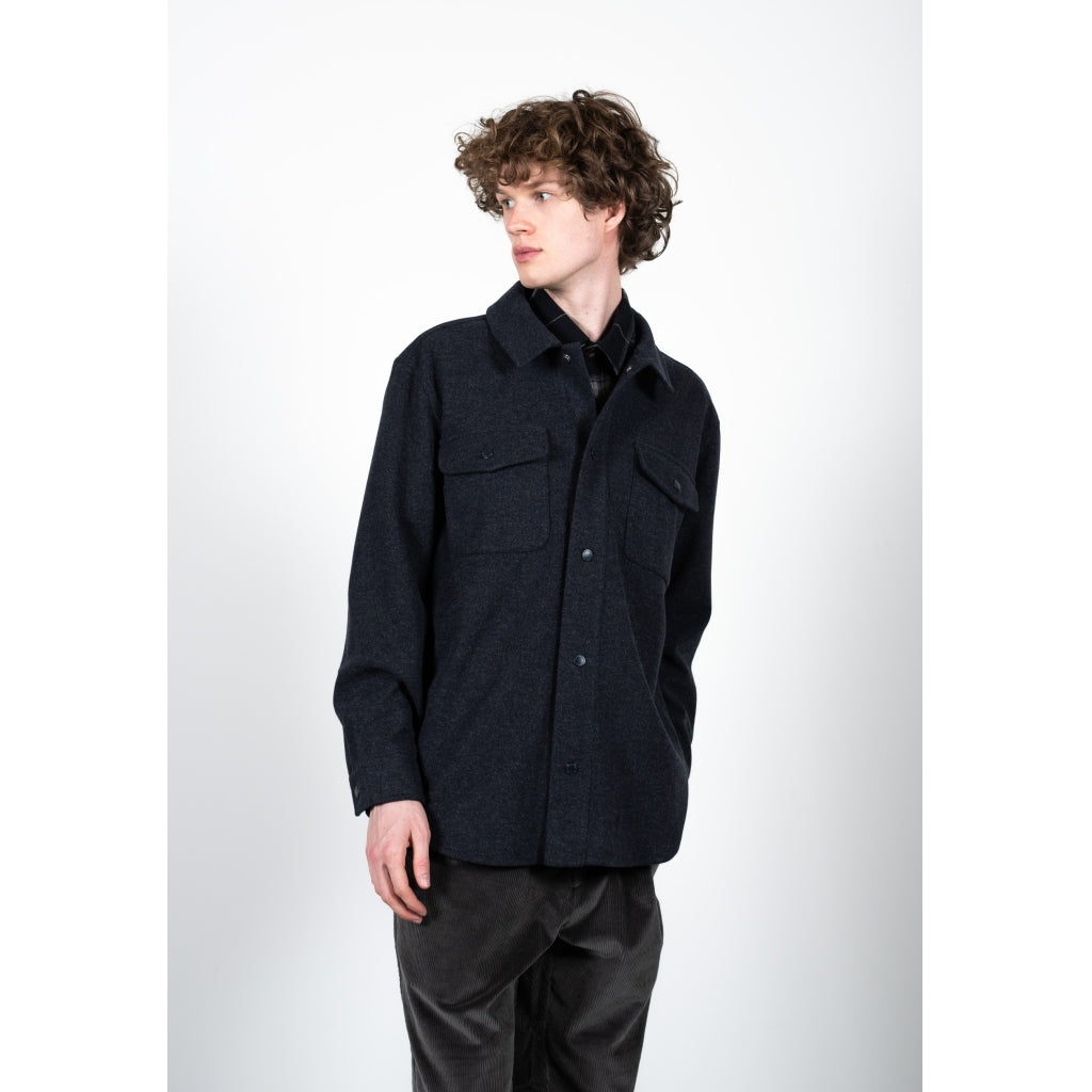 
                  
                    DEAN Dark Navy Melange Bonded Over Shirt
                  
                