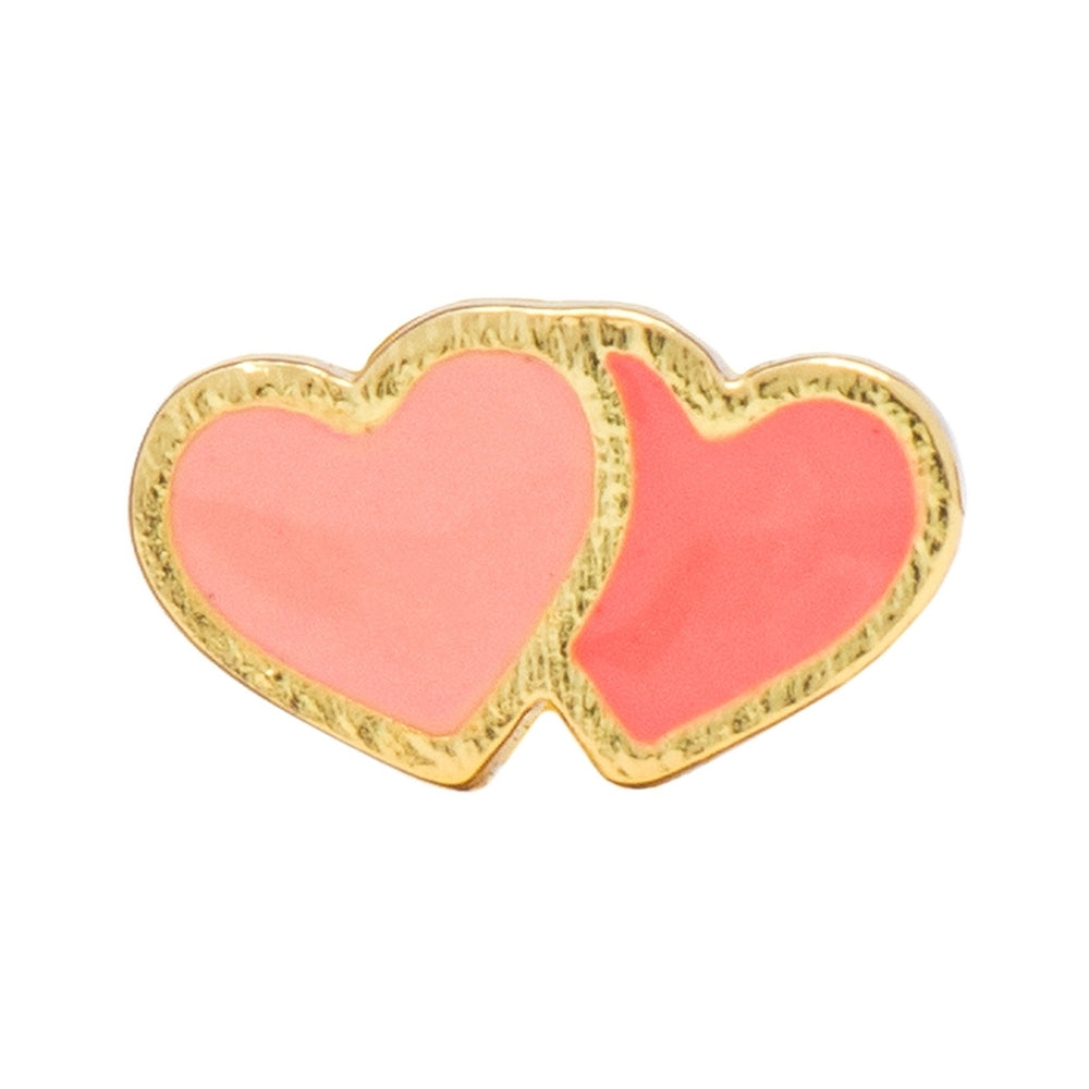 Burnt Coral Orange Coral Gold Plated 2Hearts Earring