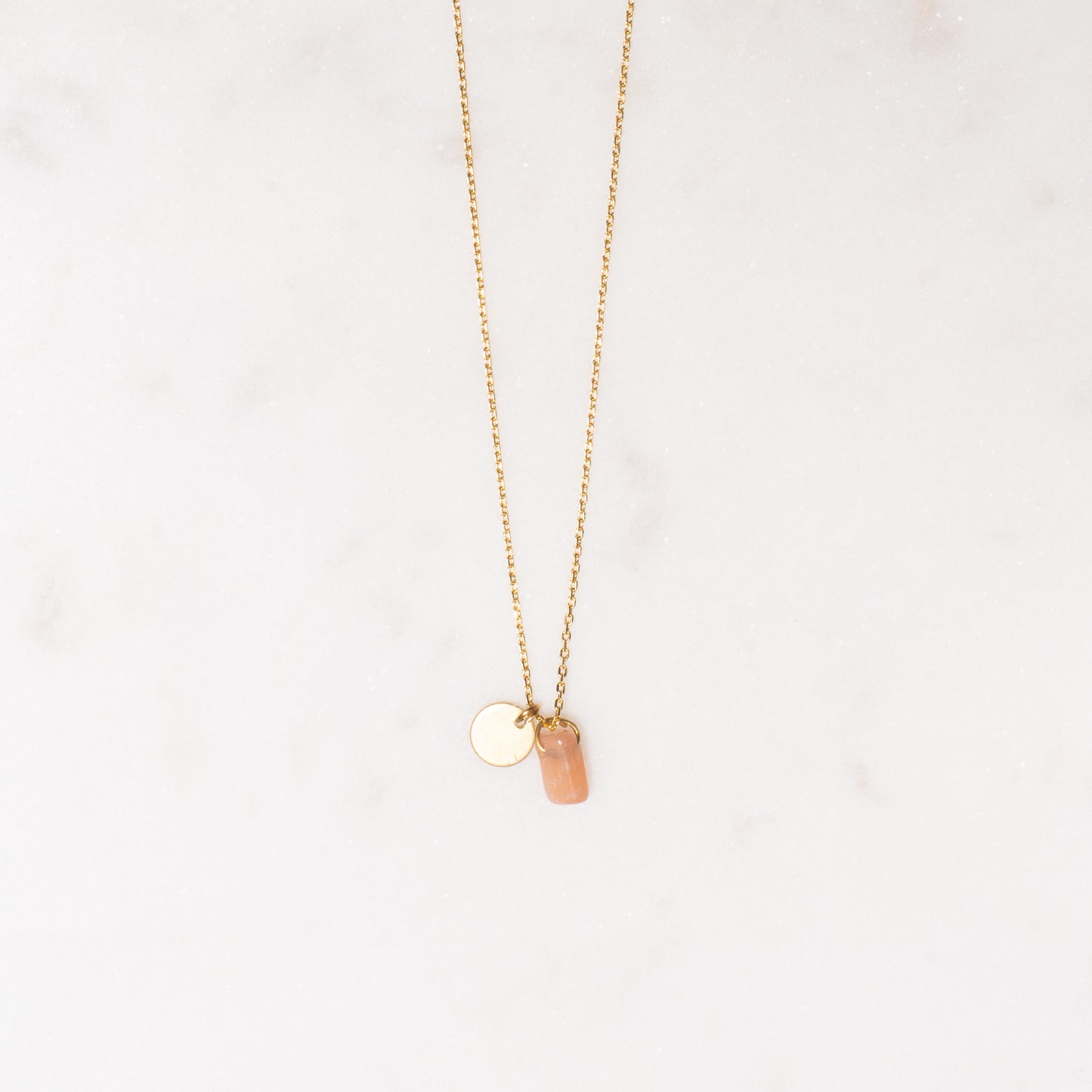 
                  
                    Peach Short Gem Chip And Circle Necklace
                  
                
