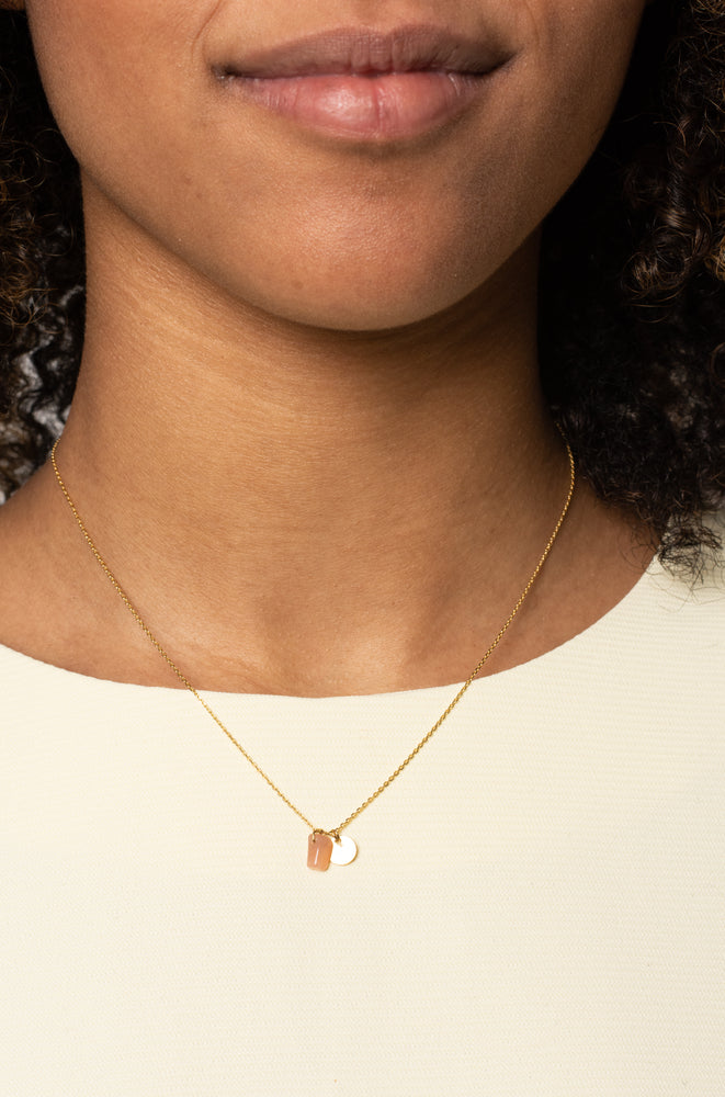 
                  
                    Peach Short Gem Chip And Circle Necklace
                  
                