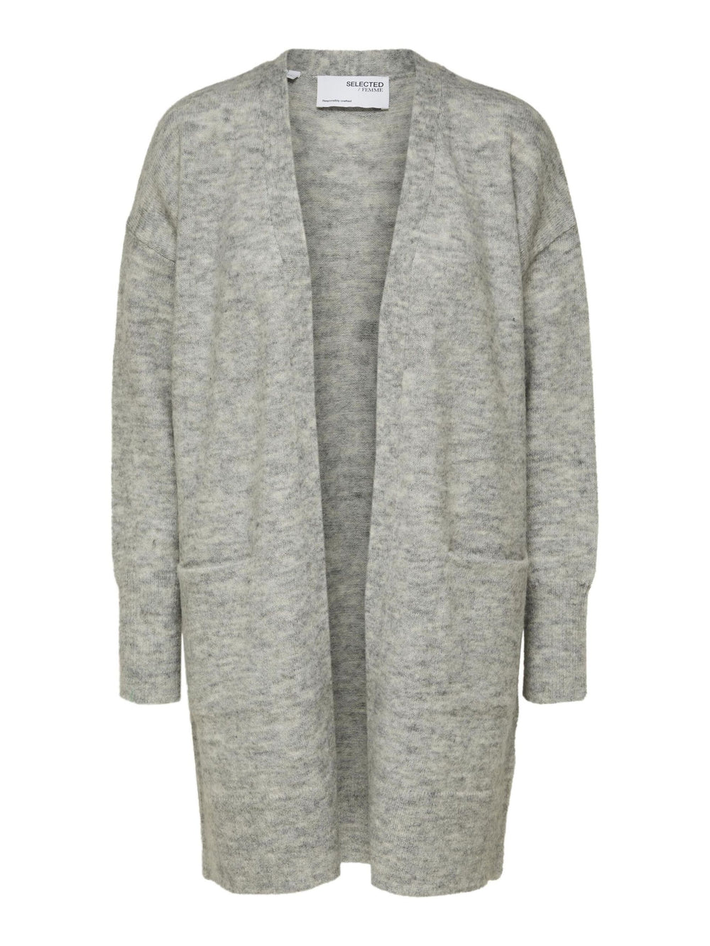 SLFLULU Light Grey Melange Knit Long Cardigan