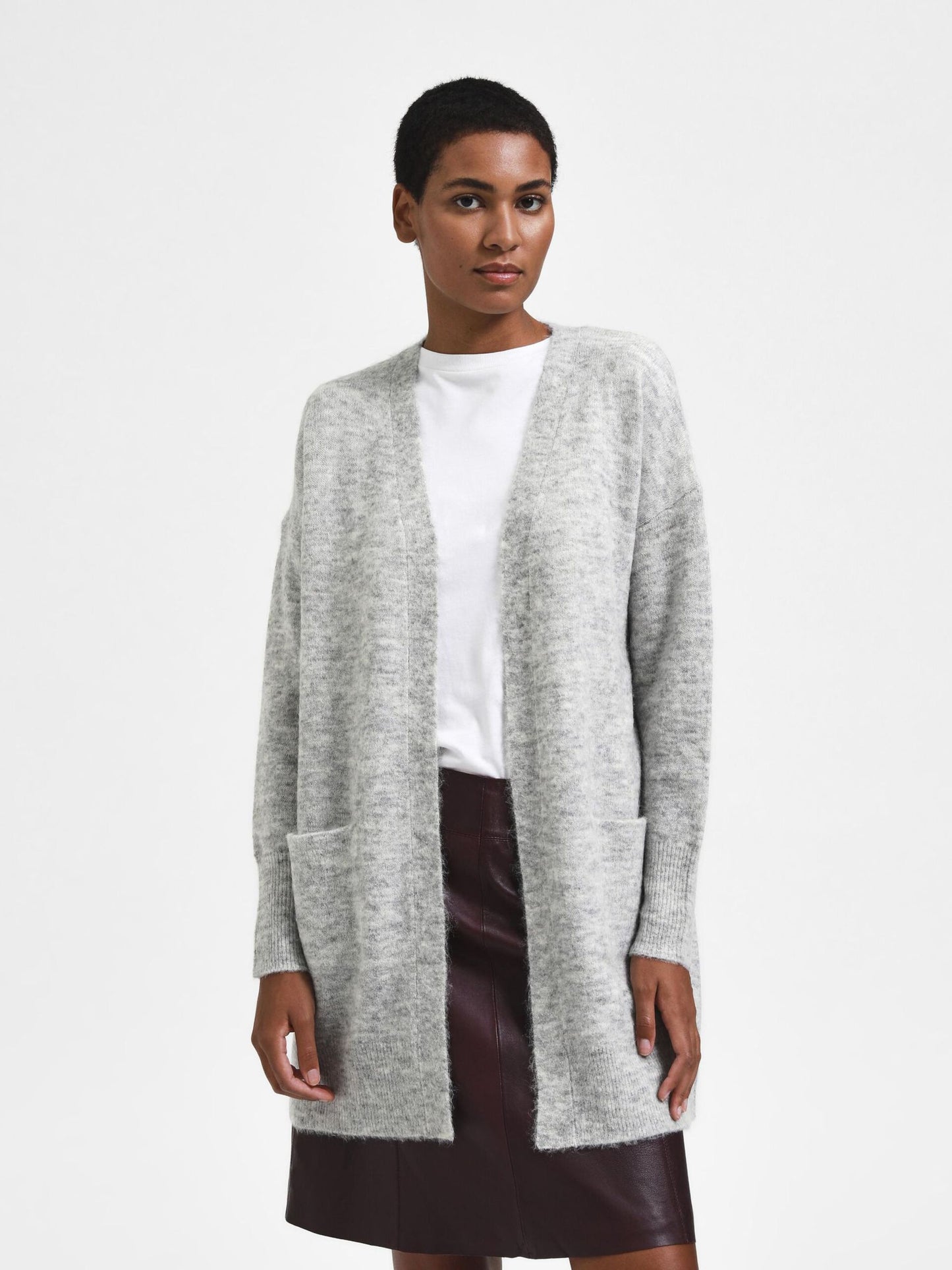 
                  
                    SLFLULU Light Grey Melange Knit Long Cardigan
                  
                