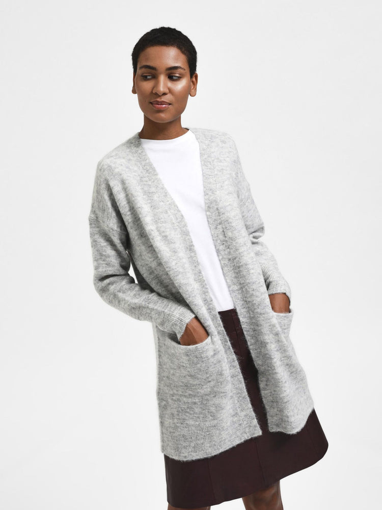 
                  
                    SLFLULU Light Grey Melange Knit Long Cardigan
                  
                