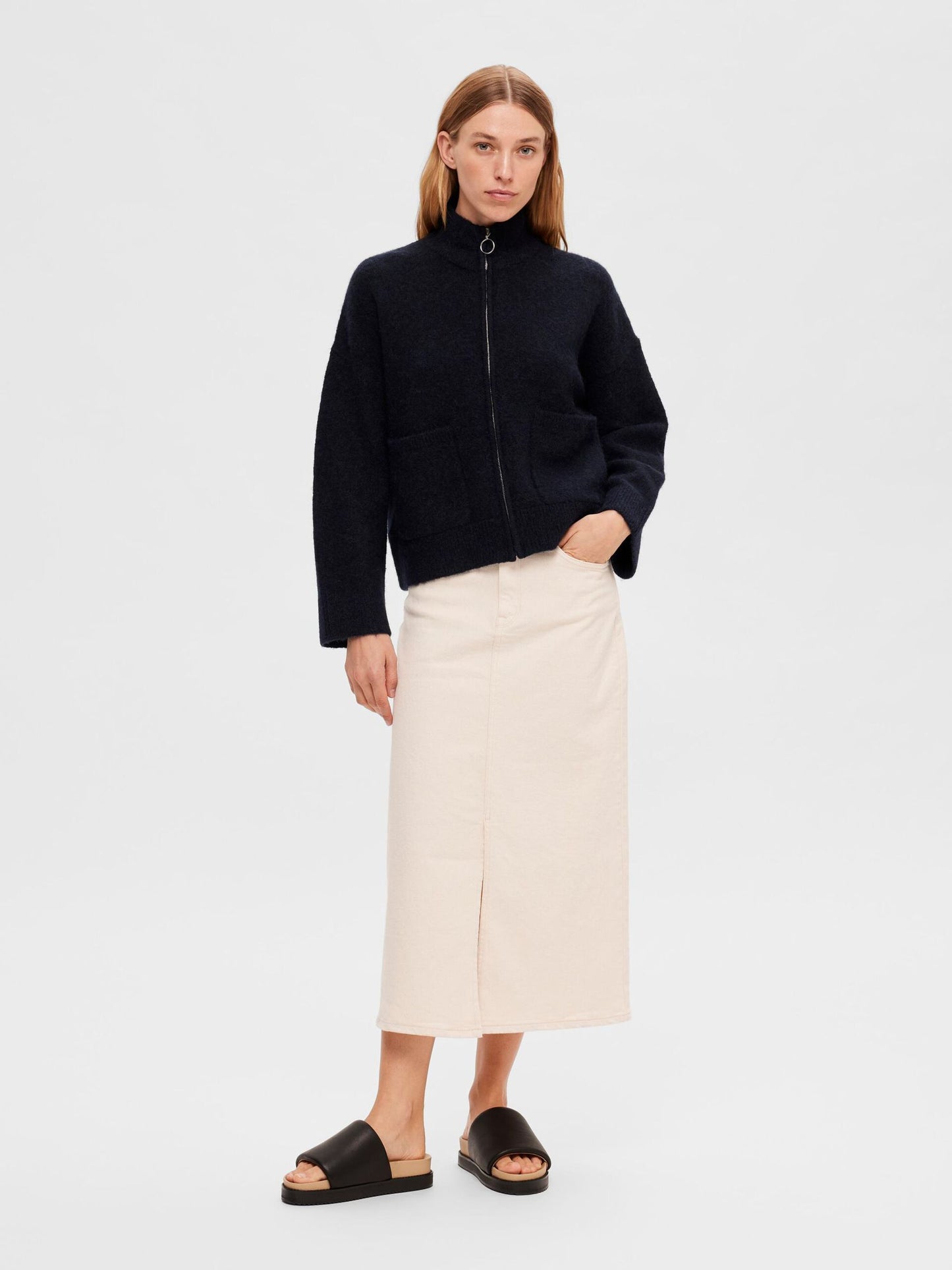 
                  
                    SLFSIA Dark Sapphire Melange Zipper Cardigan
                  
                