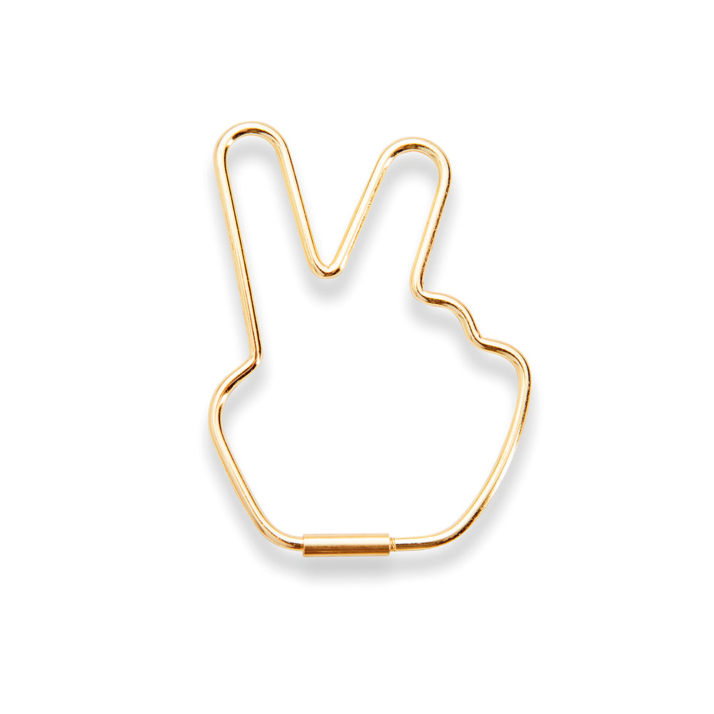 Gold Peace Hand Sign Key Ring