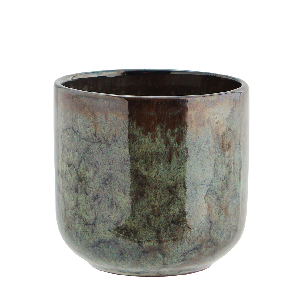 Light Green Brown Stoneware Cup