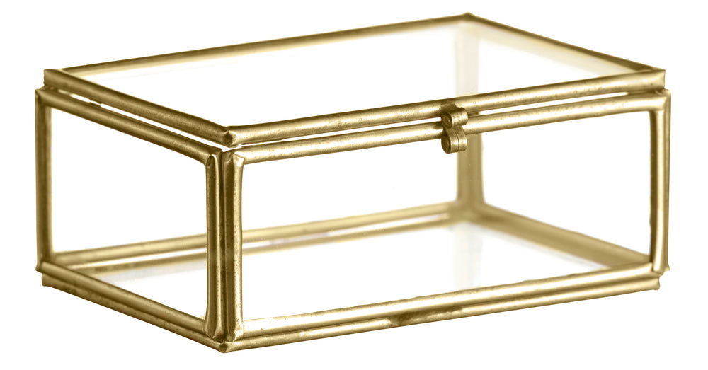 Medium Brass Rectangular Glass Box