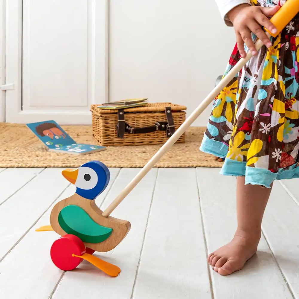 
                  
                    Wooden Push Along Flapping Duck Toy
                  
                