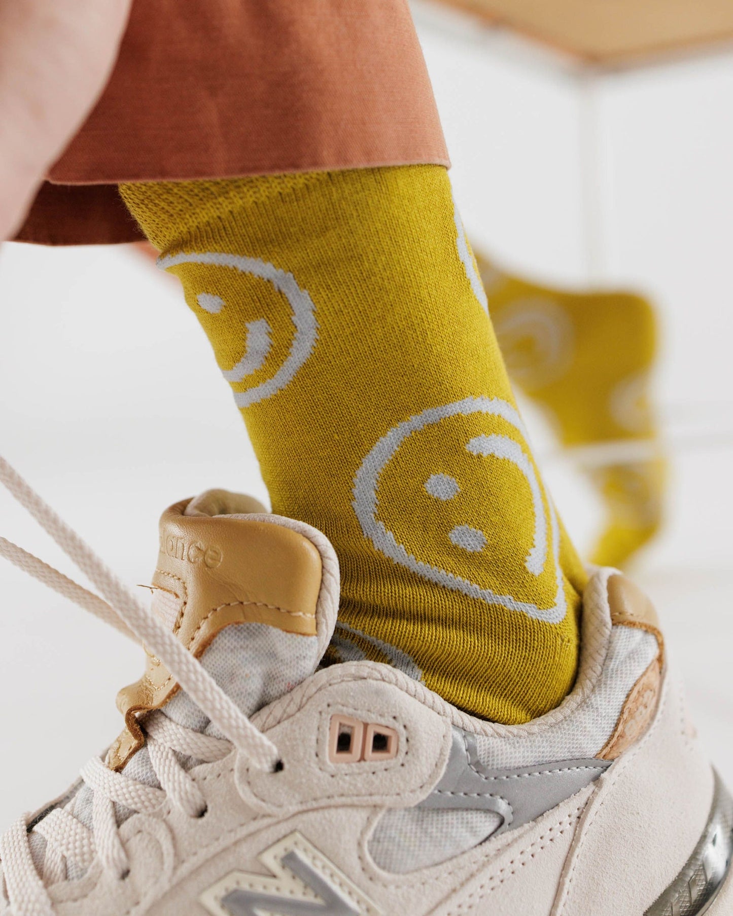 
                  
                    Ochre Happy Crew Socks
                  
                