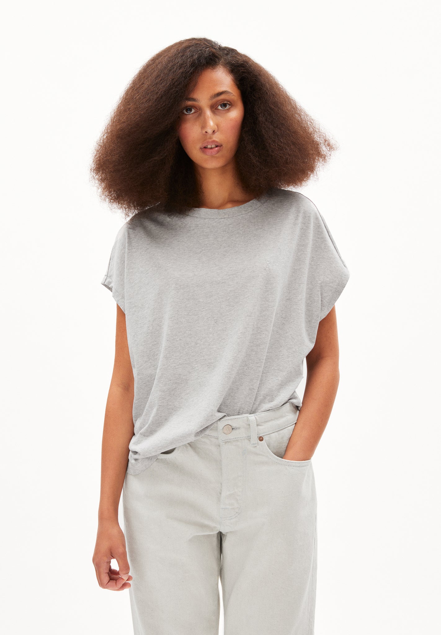 
                  
                    INAARA Grey Melange Loose Fit T-Shirt
                  
                