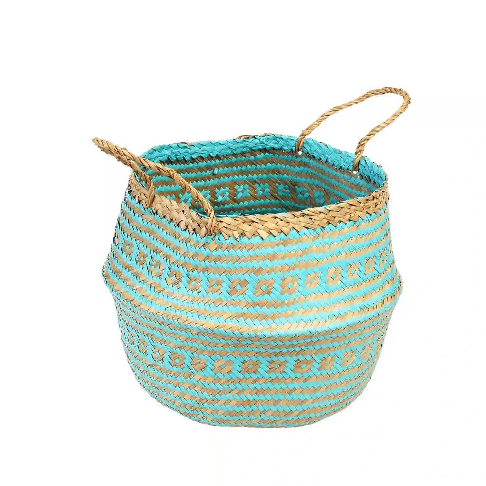 Small Turquoise Seagrass Basket