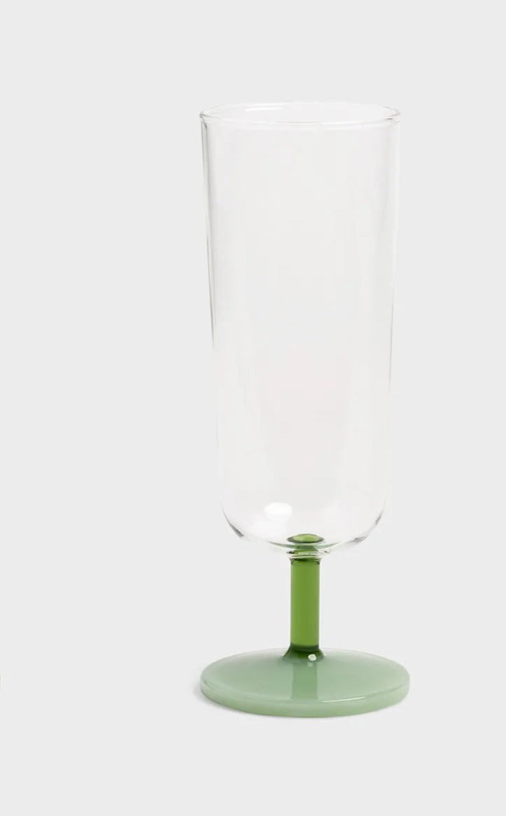 Grünes Flöten-Mingle-Glas