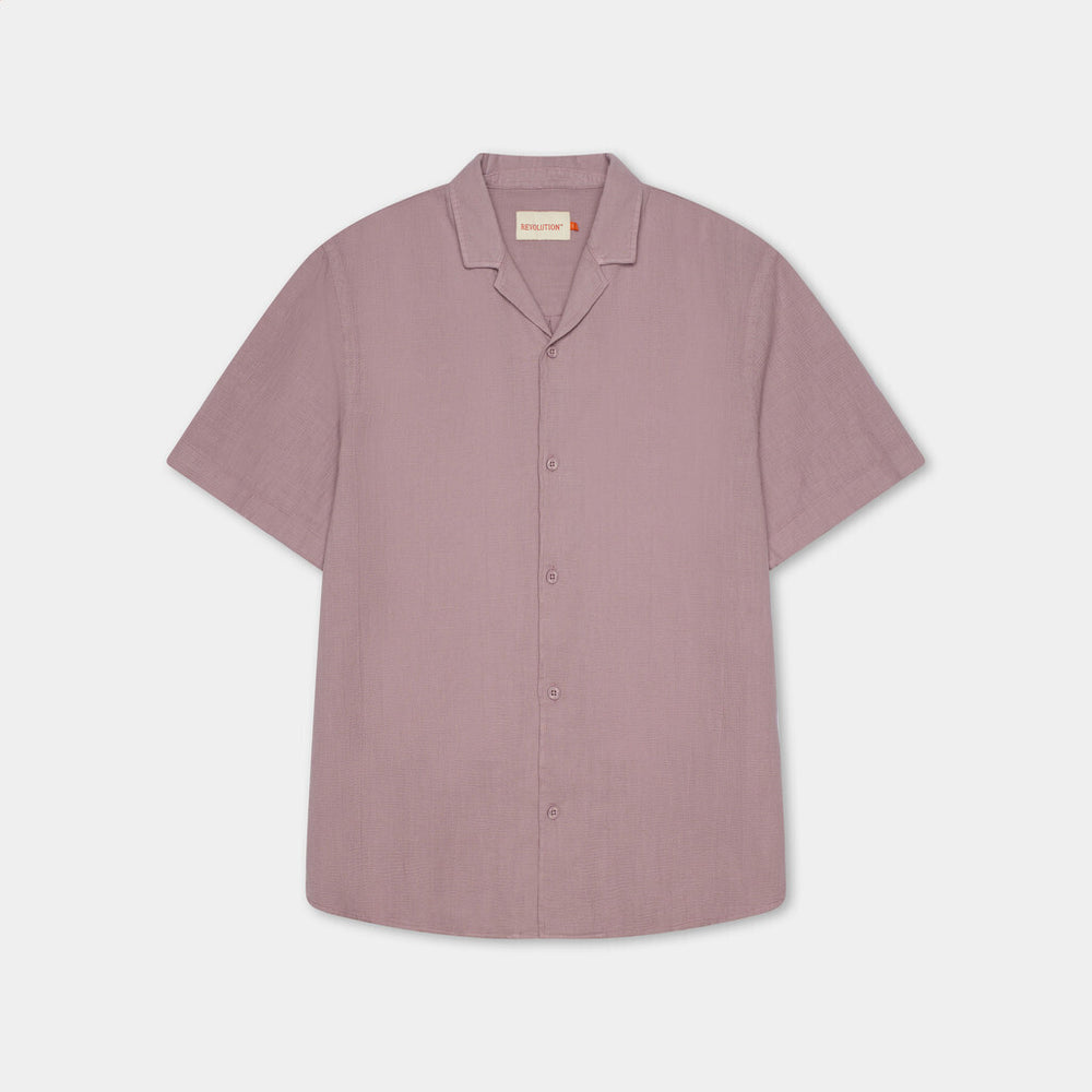 Purple Short Sleeved Cuban Shirt