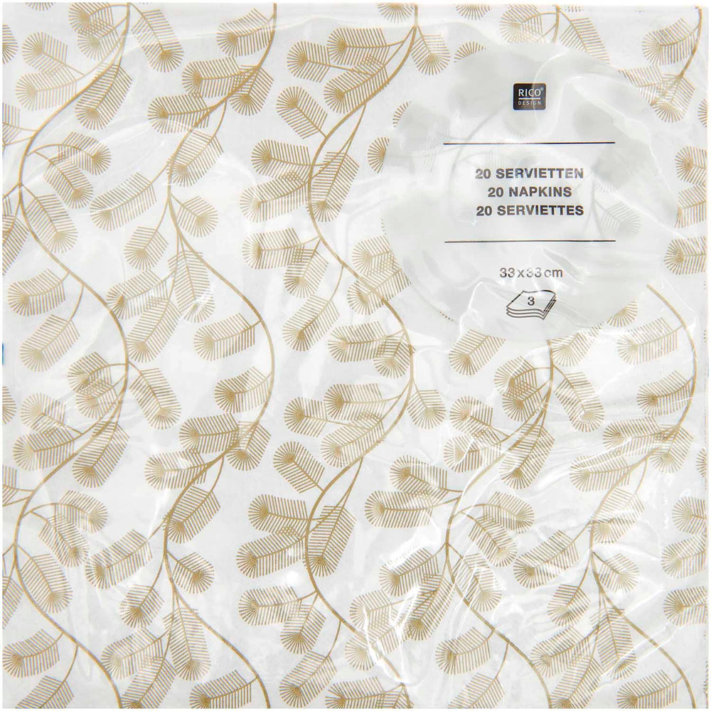 Servietten „Tannenzweige“ in Gold, 20er-Set
