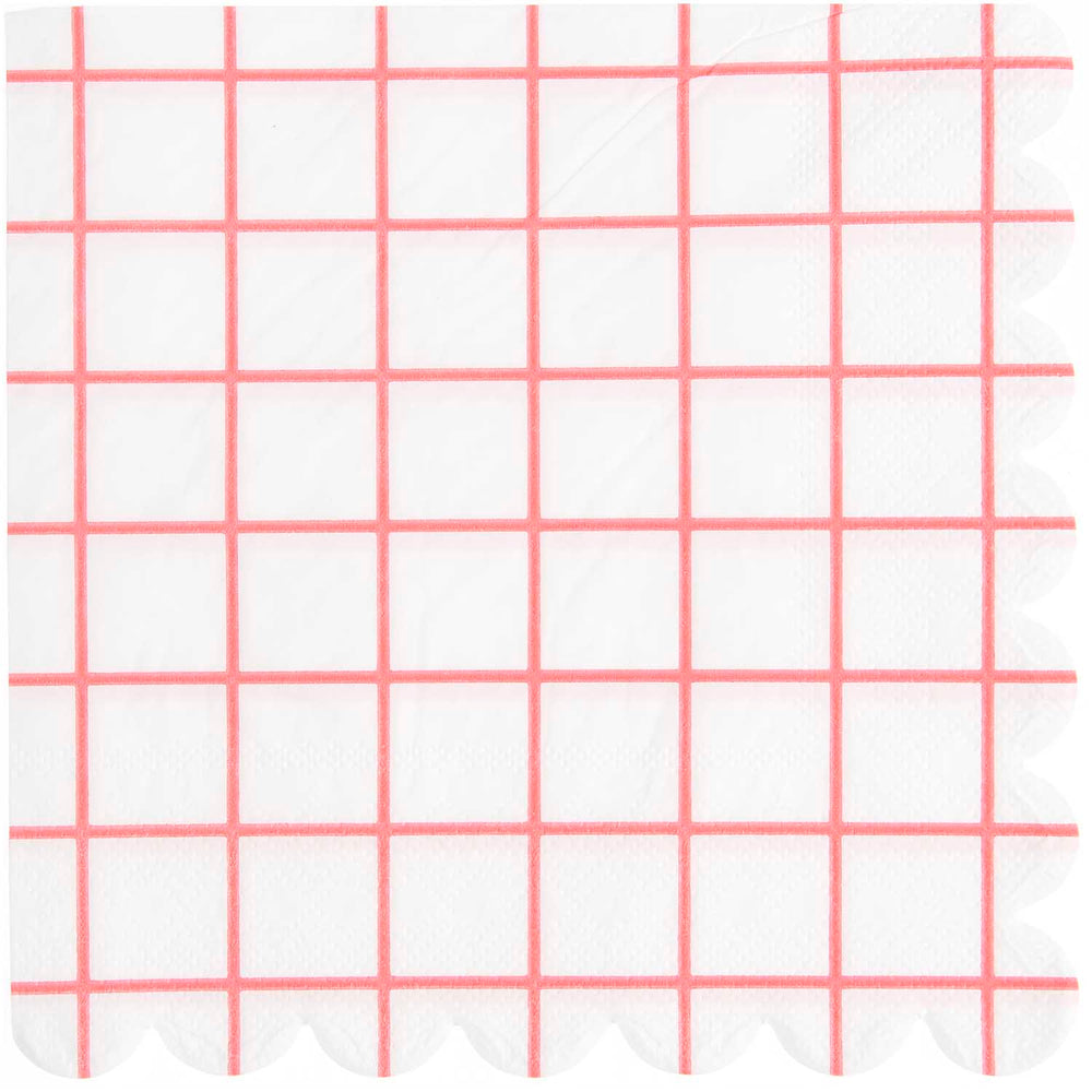
                  
                    White Neon Pink Grid Napkin Set Of 20
                  
                