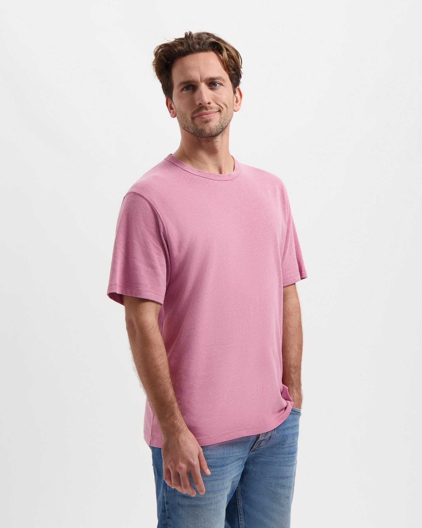 
                  
                    LIAM Soft Mauve Linen T-Shirt
                  
                