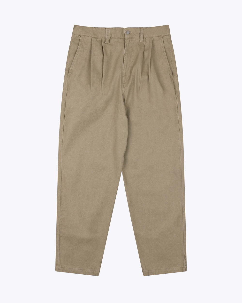 FLETCHER Olive Cotton Twill Pleated Trousers