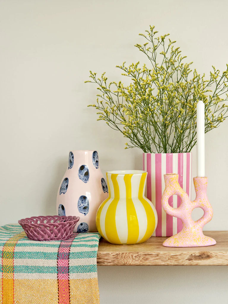 
                  
                    Yellow White Candy Glass Vase
                  
                