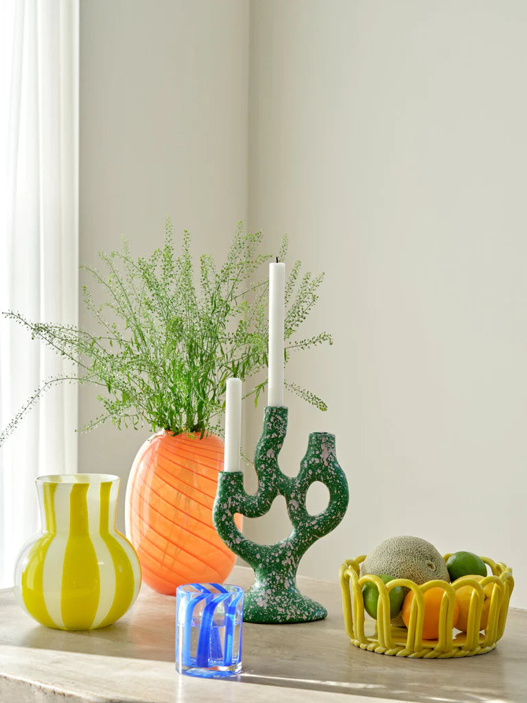 
                  
                    Yellow White Candy Glass Vase
                  
                