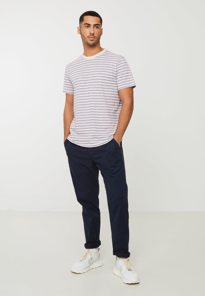 
                  
                    DELONIX Gray Lilac Stripes T-Shirt
                  
                