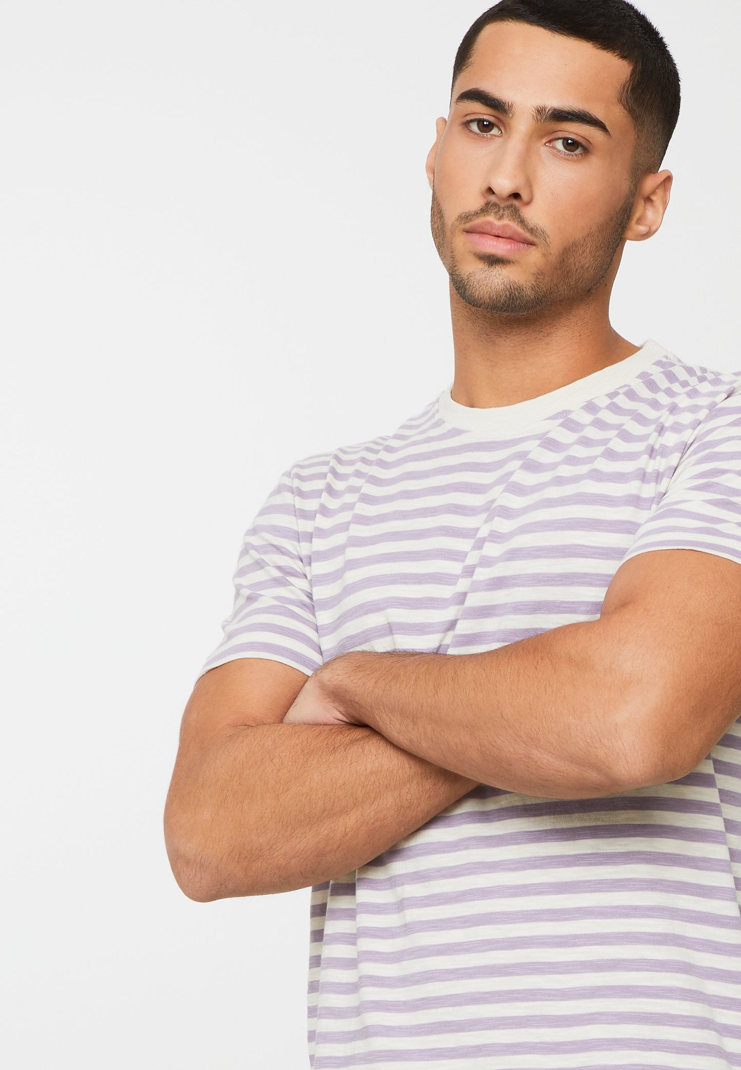 
                  
                    DELONIX Gray Lilac Stripes T-Shirt
                  
                
