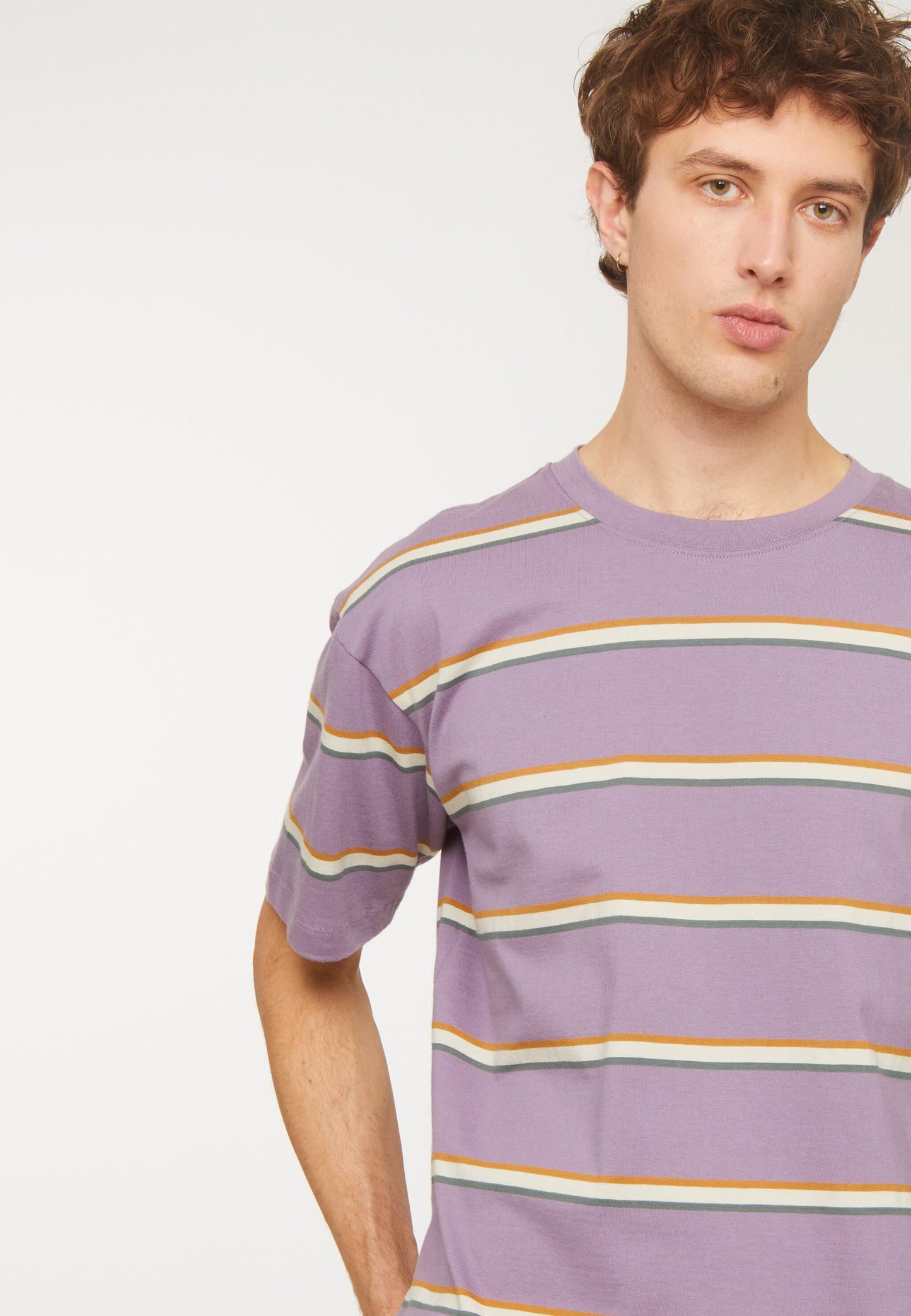 
                  
                    ROWAN Grey Lilac Stripes T-Shirt
                  
                