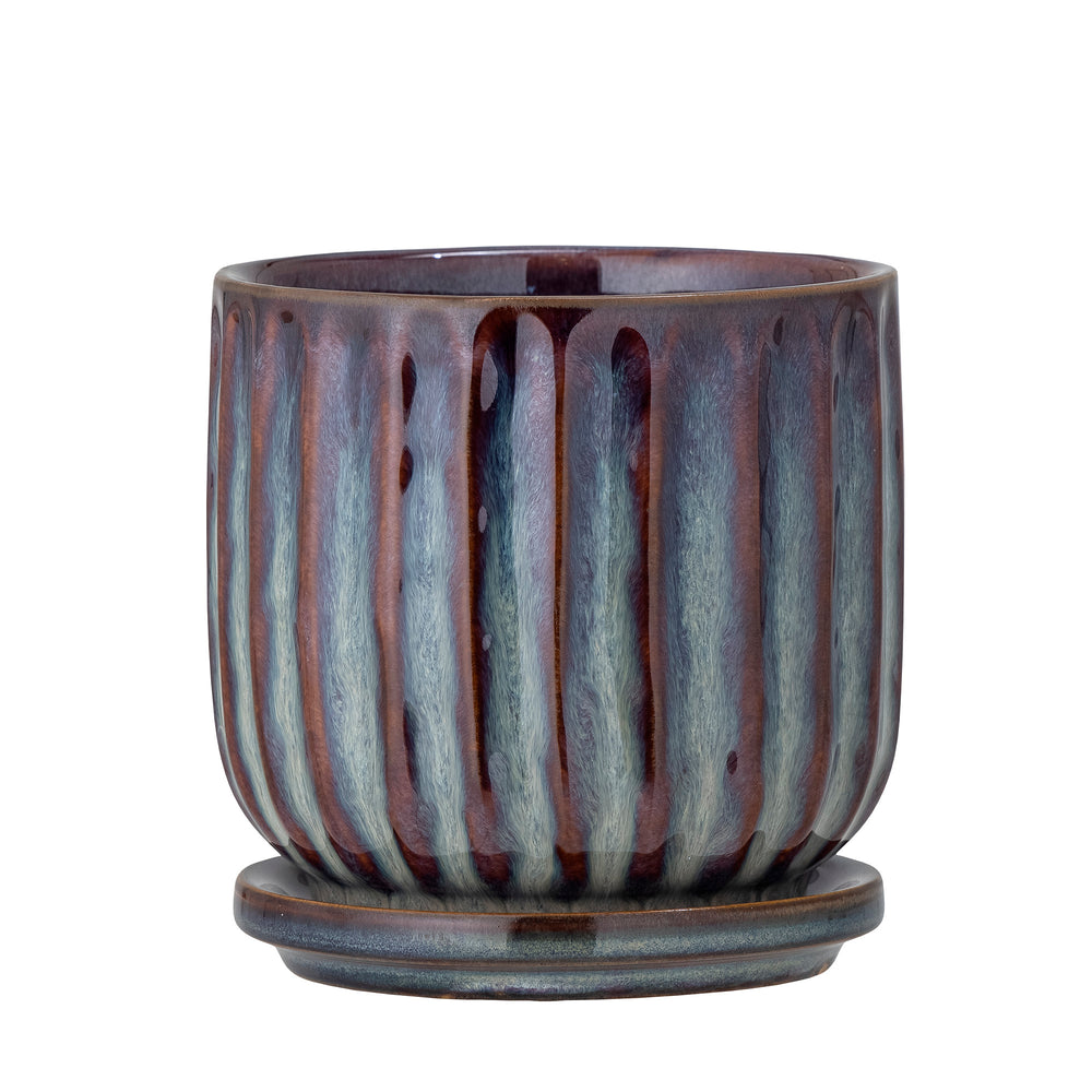 DRAGO Blauer Blumentopf aus Steingut 