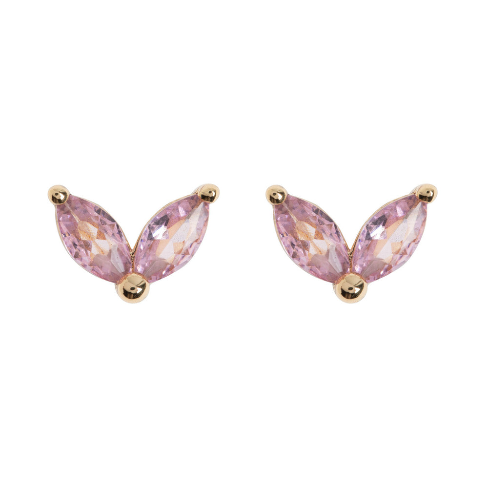 LEAH Pink Crystal Leaf Stud Earrings