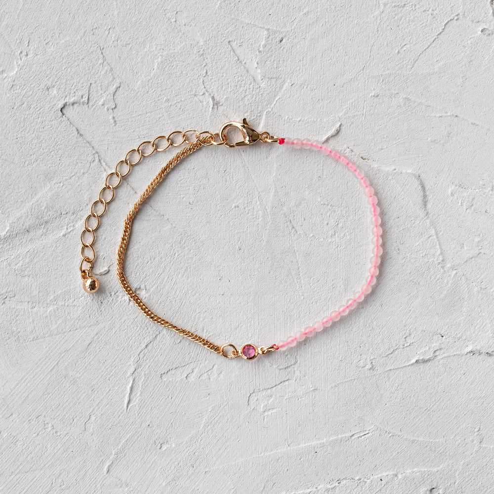 
                  
                    ISA Rose Quartz Bead And Crystal Chain Bracelet
                  
                