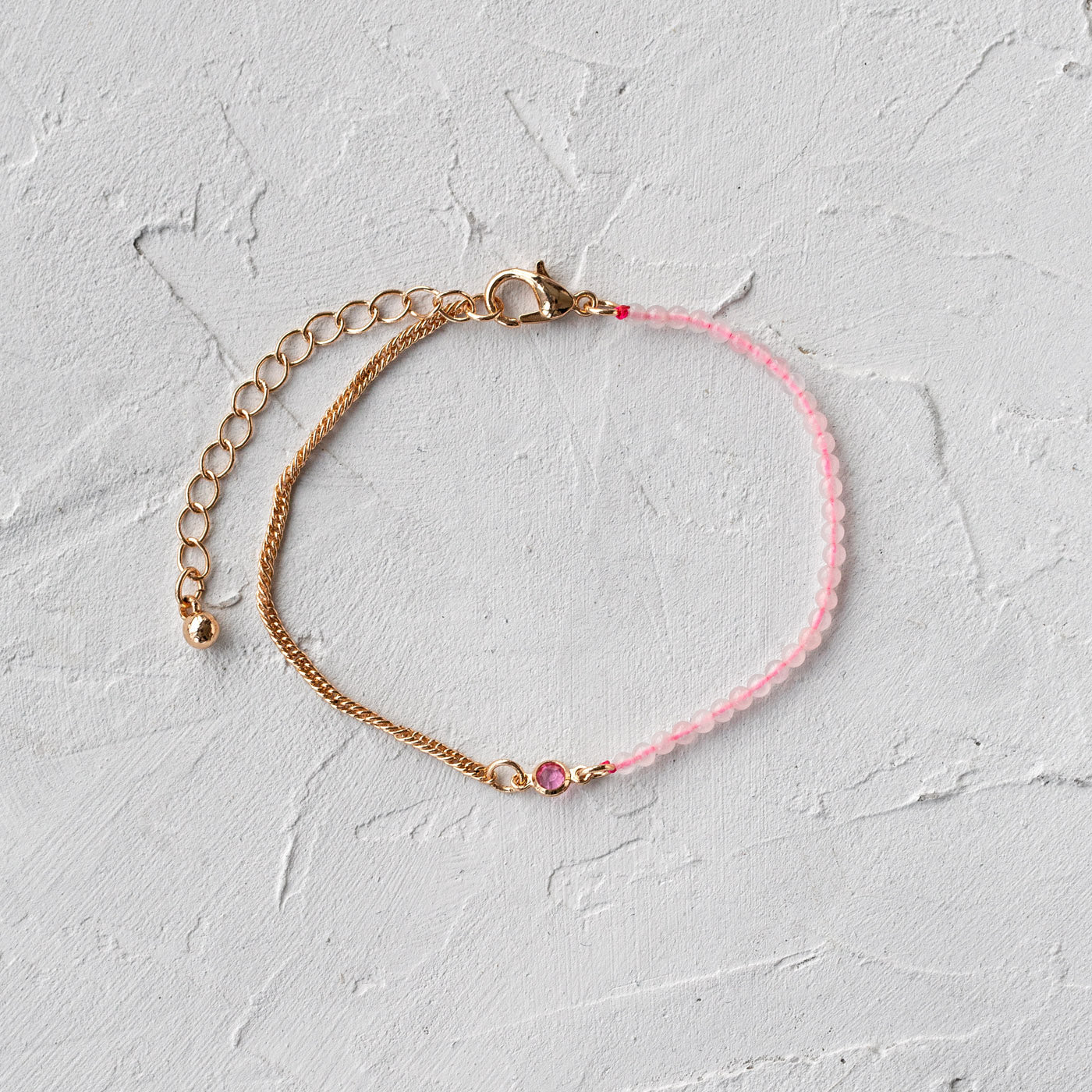 
                  
                    ISA Rose Quartz Bead And Crystal Chain Bracelet
                  
                