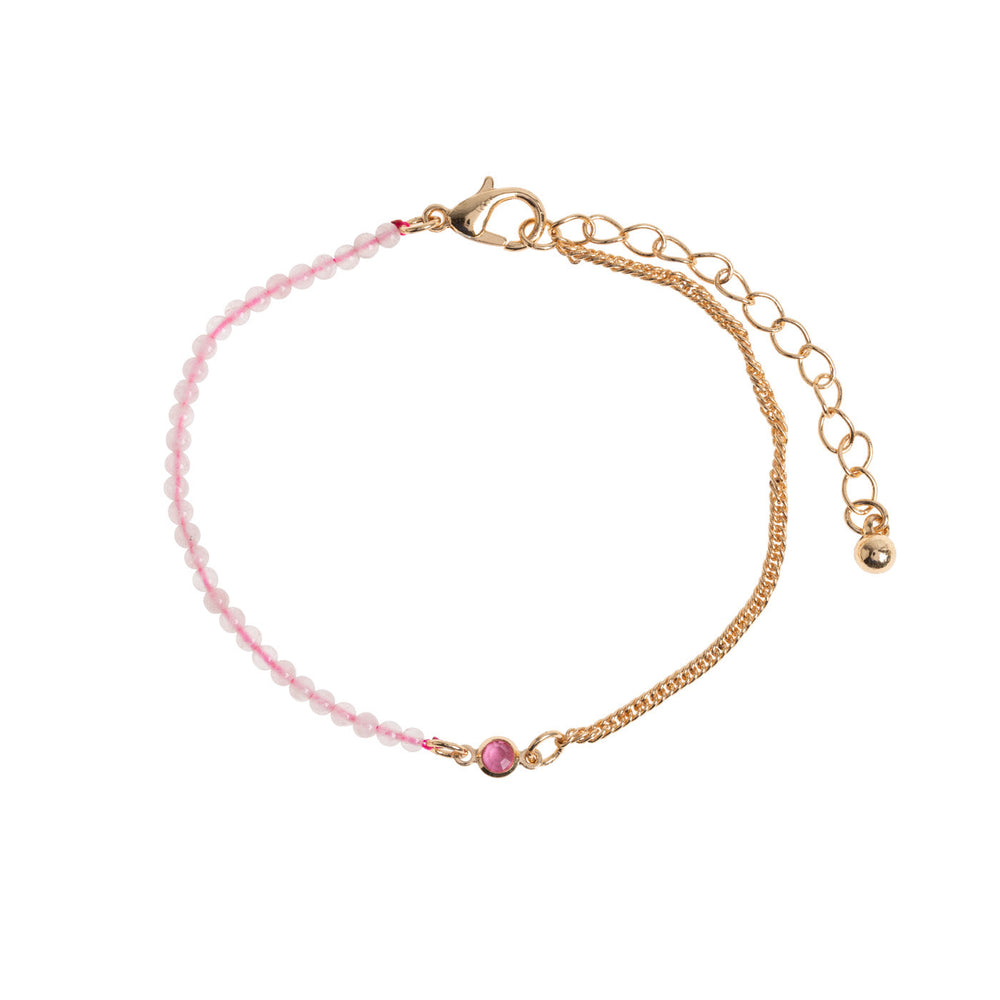 ISA Rose Quartz Bead And Crystal Chain Bracelet