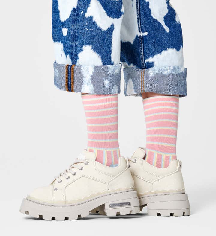 
                  
                    Light Pink Blocked Stripe Socks
                  
                