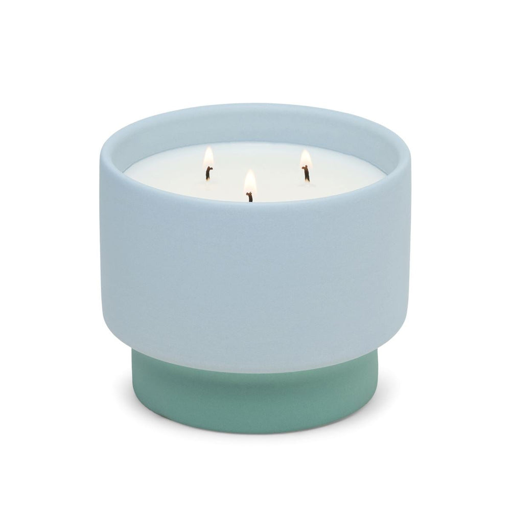 COLOUR BLOCK Blue Saltwater Suede Ceramic Candle