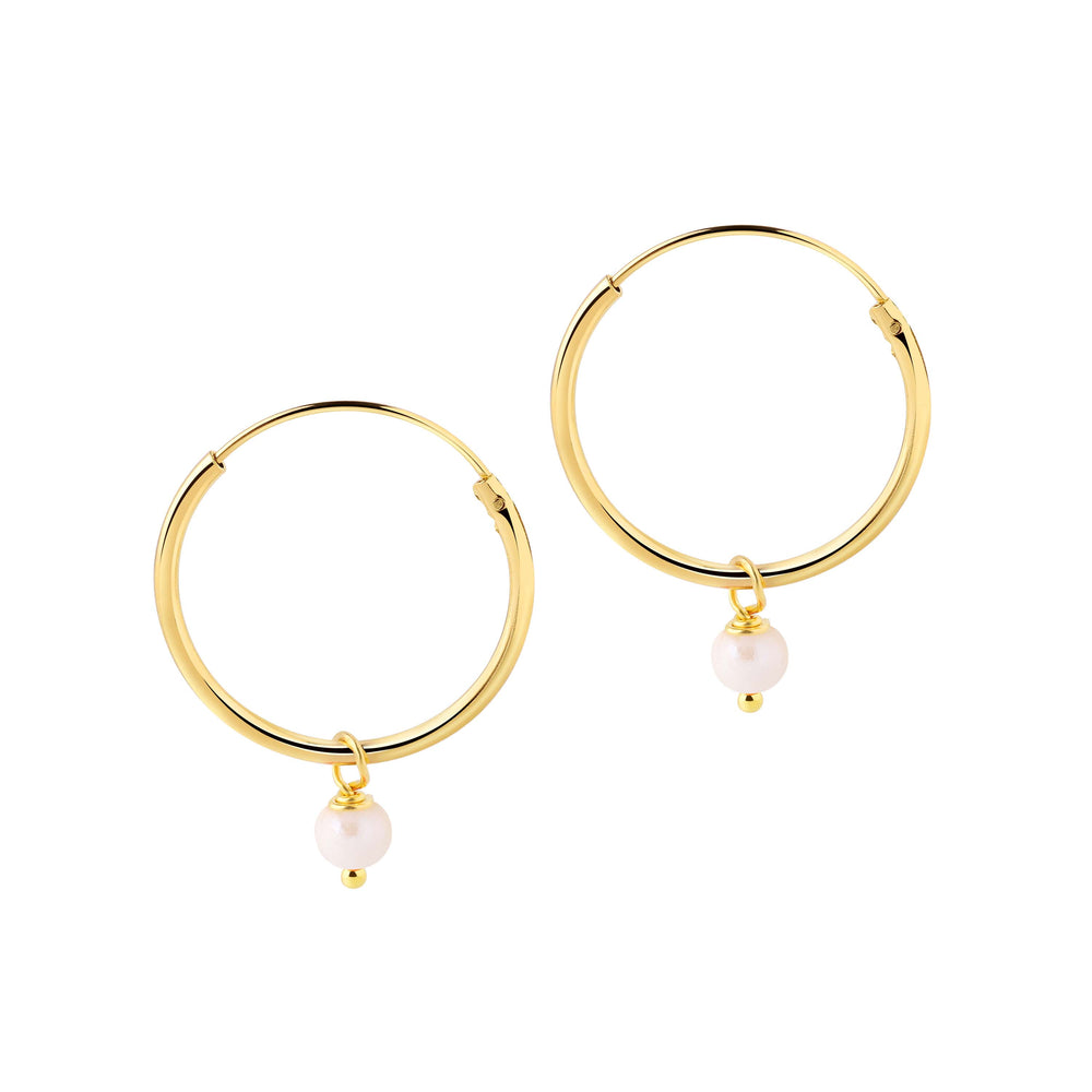 Gold Plated Hoop Pearl Earrings