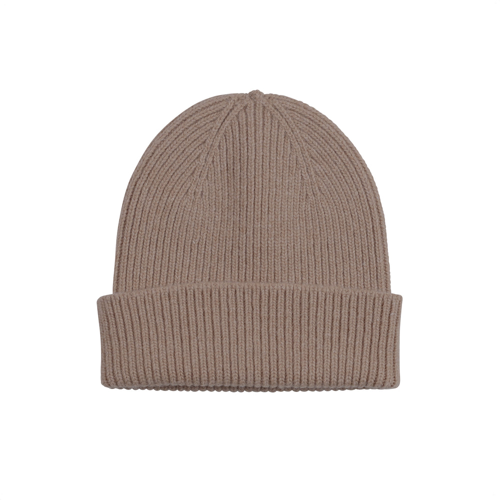 Warm Taupe Merino Wool Beanie Hat