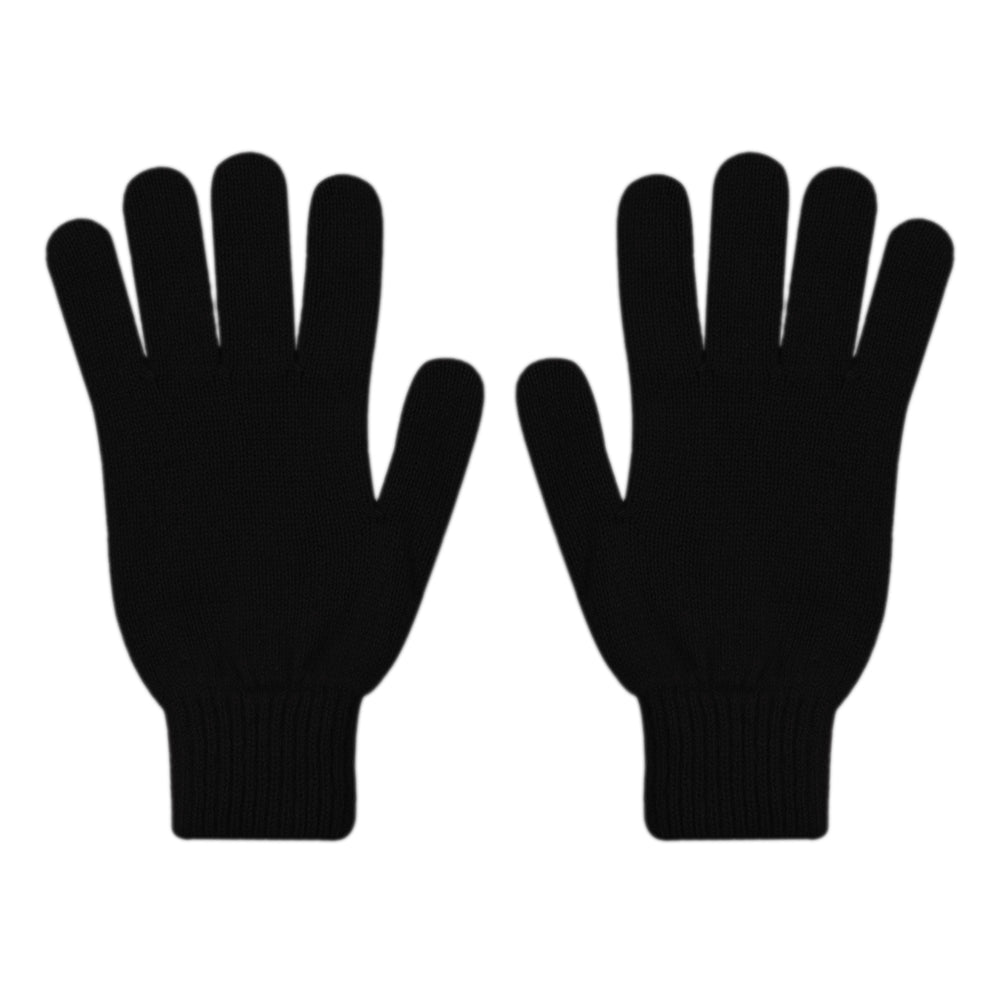 Deep Black Merino Wool Gloves