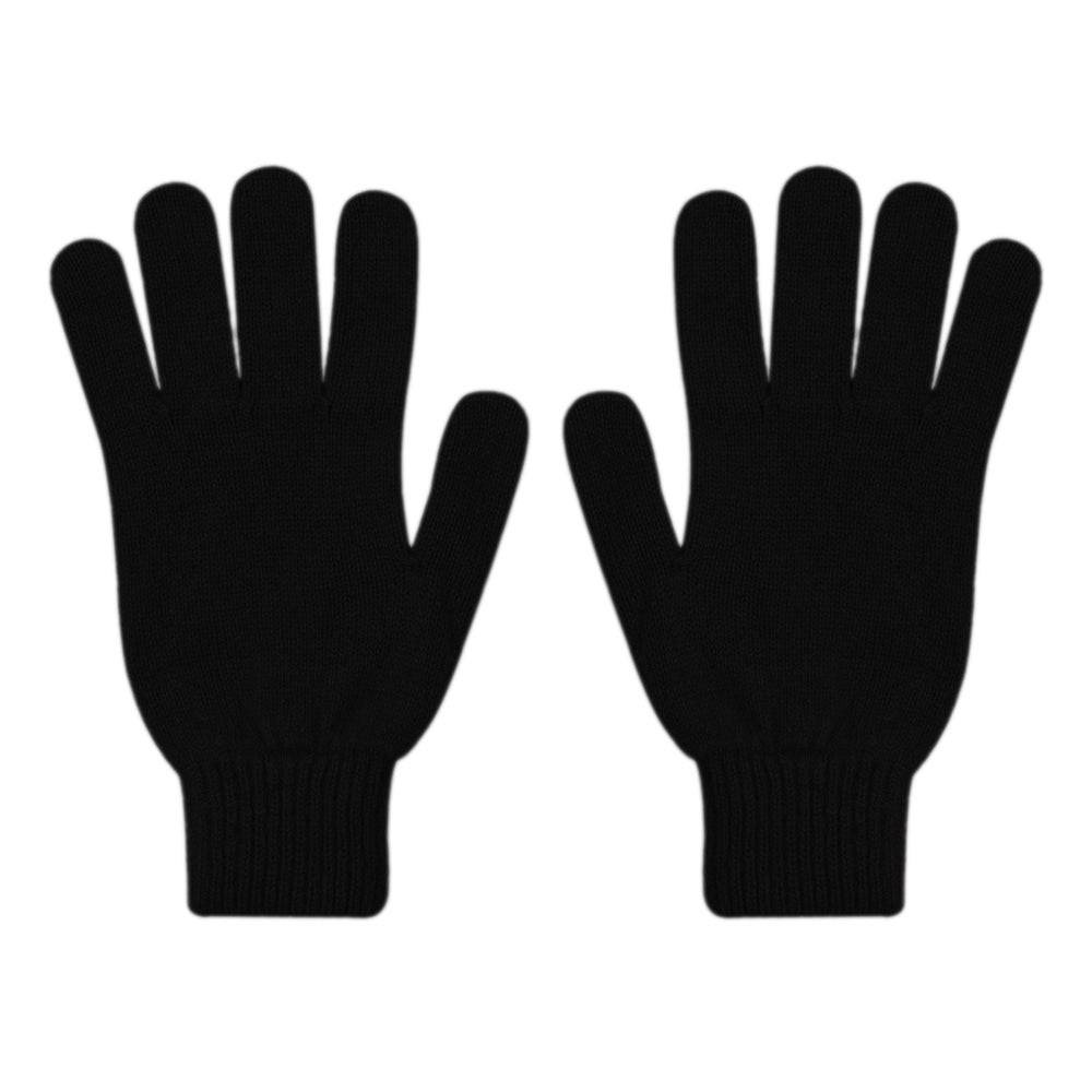 Deep Black Merino Wool Gloves