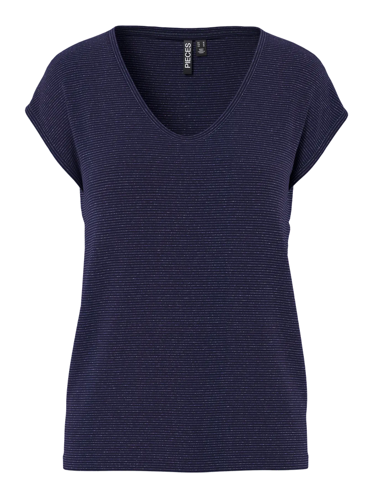 
                  
                    PCBILLO Sky Captain Lurex Stripes Loose T-Shirt
                  
                