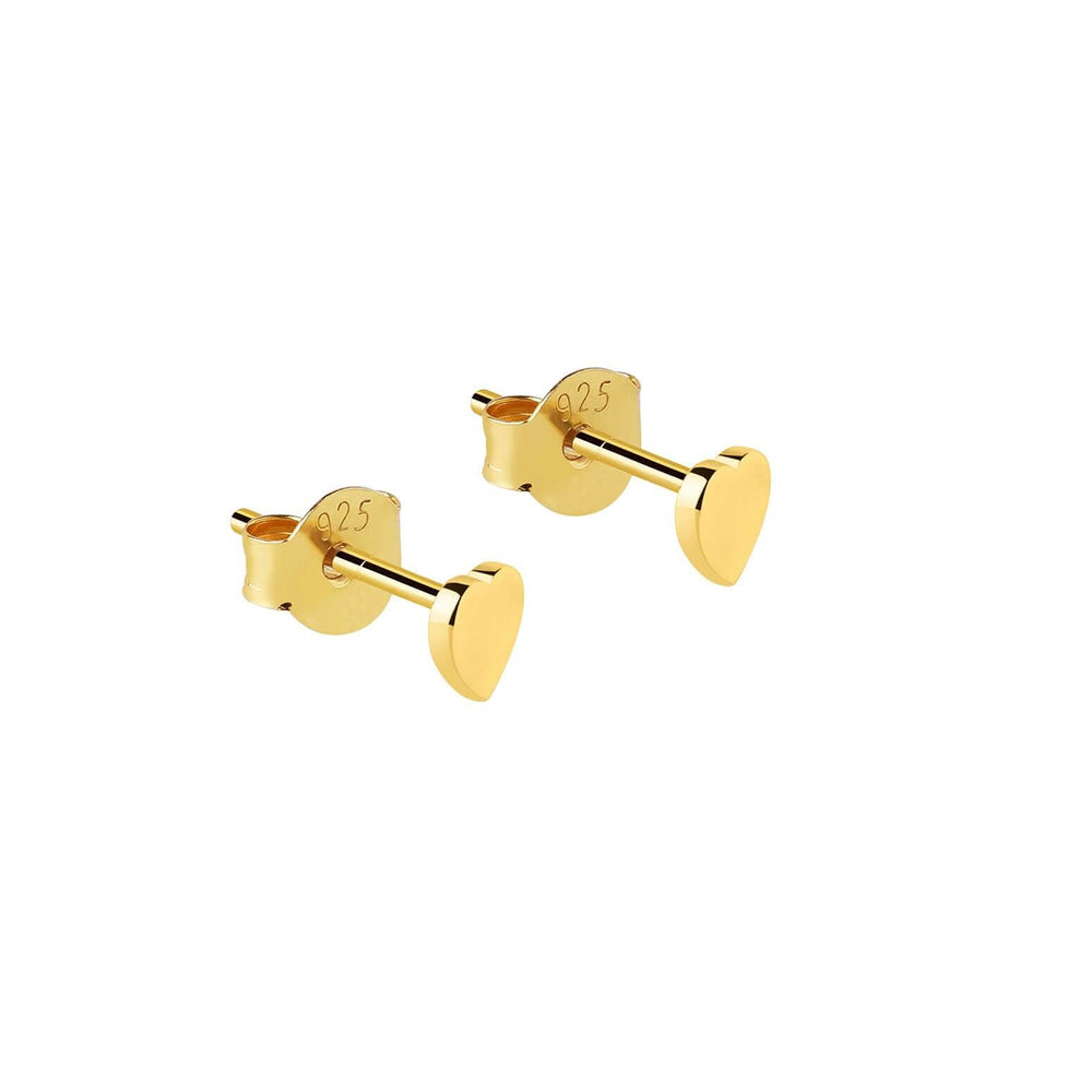 Gold Plated Flat Heart Stud Earrings
