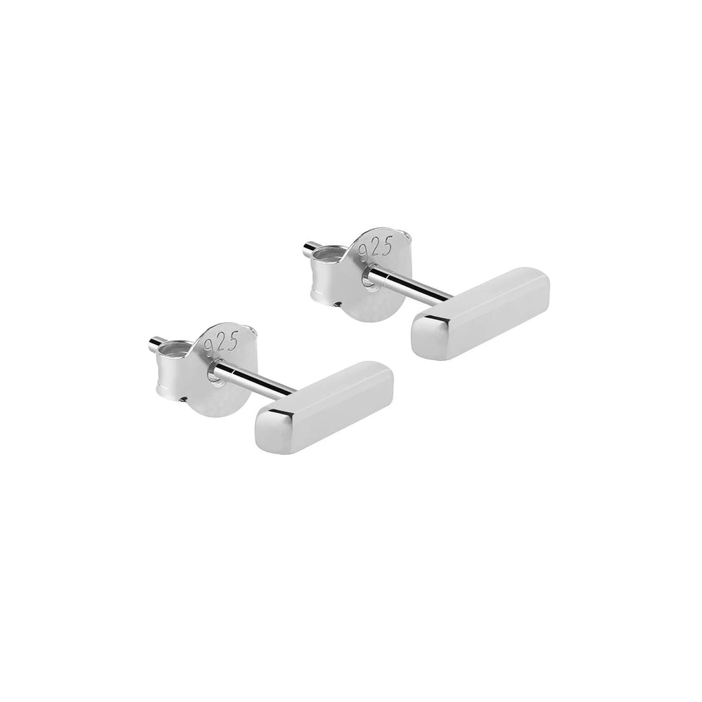 Silver Bar Stud Earrings